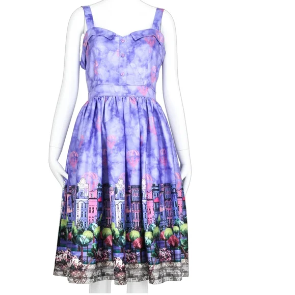 Lindy Bop Dresses Lindy Bop Hot Air Balloon City Print Dress